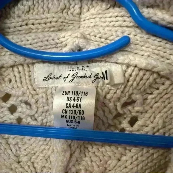 H&M L.O.G.G. Label Of Graded Goods Girls Cream Crochet Knit Vest Size US 4-6 - Picture 2 of 5